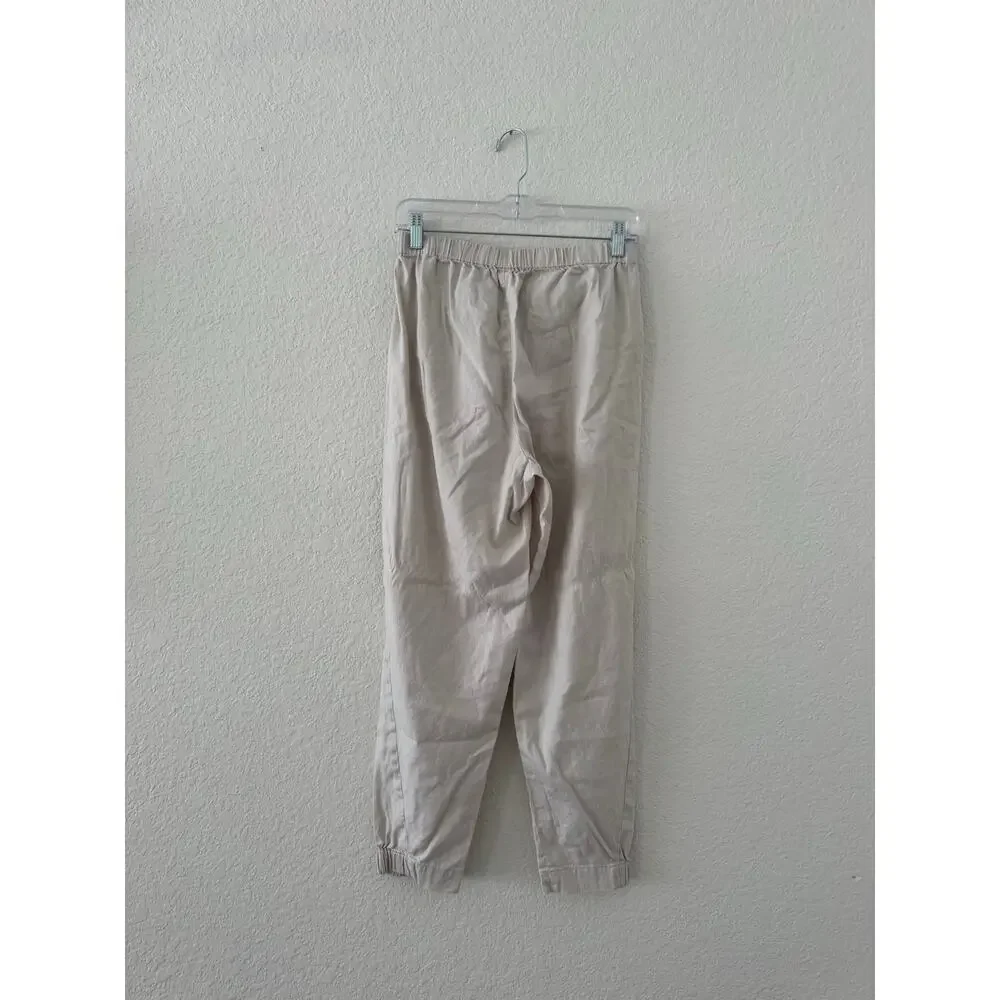 Babaton Aritzia Linen Blend Pull-On Jogger Pants Cream Size M